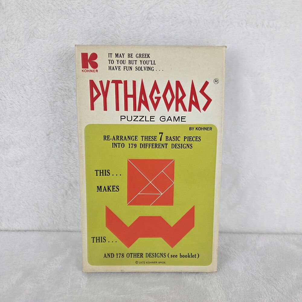 Vintage 1972 Kohner Pythagoras Puzzle Game Complete‎ Tangram Puzzle Set